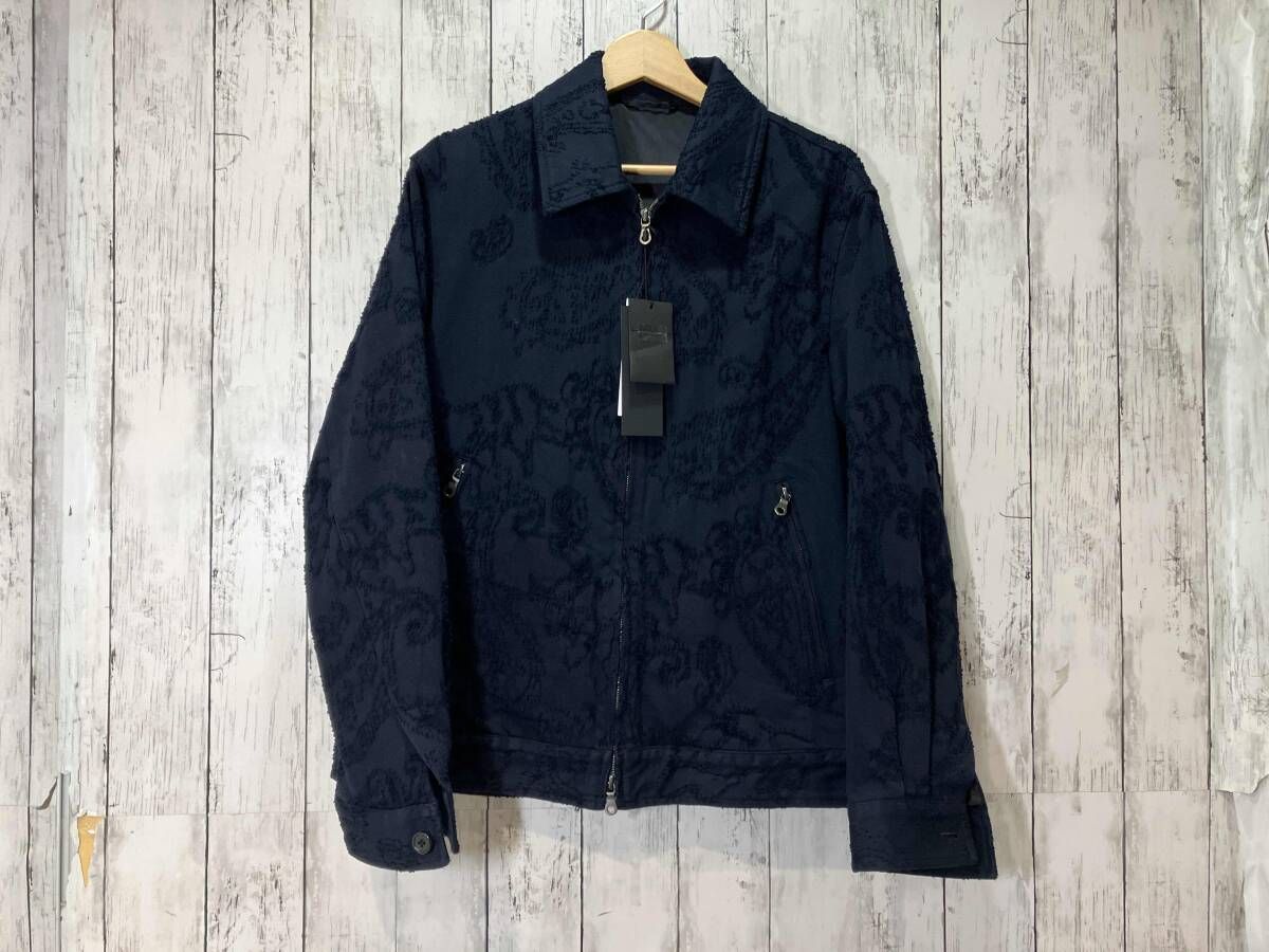 JOSEPH HOMME ジョセフオム　ワラカットエンブロイダリー　ジップアップブルゾン　JRJILS0002 サイズL カラーネイビー
