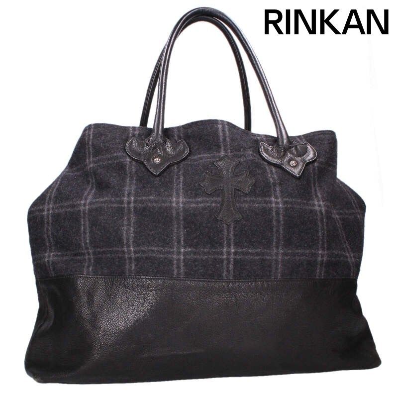 クロムハーツ TOTE W SNP クロスパッチ付きレザー切り替えトートバッグ メンズ