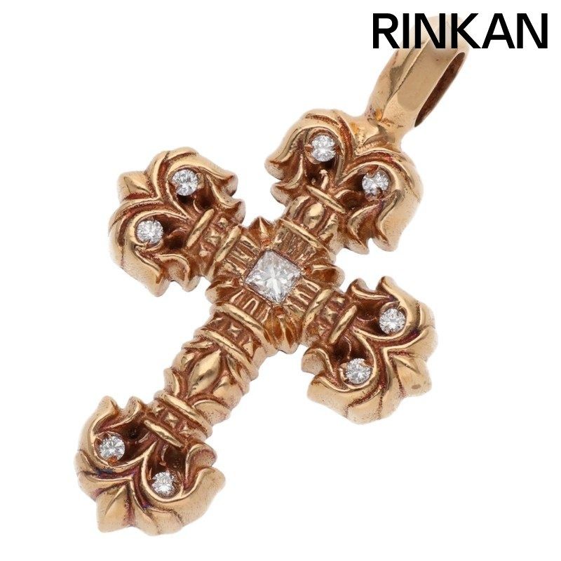 クロムハーツ 22K CHARM FILIGREE TINY P/DMND/タイニーフィリグリー PAVEダイヤ/ゴールドネックレストップ メンズ