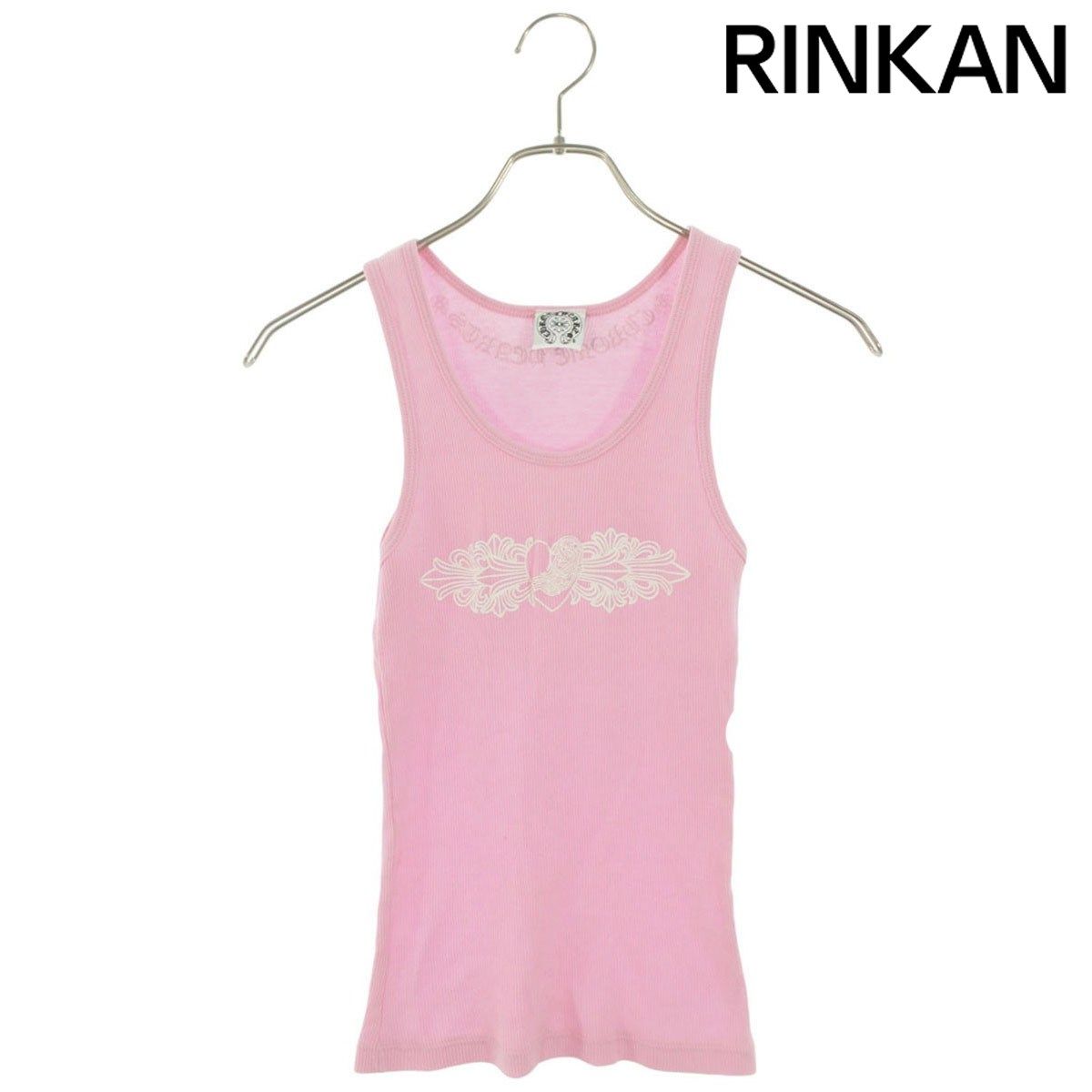 クロムハーツ RIB TANK LOVE YOUロゴフローラルハートプリントタンクトップ レディース M