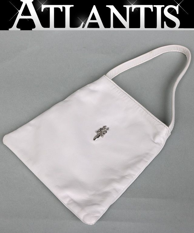 CHROME HEARTS 銀座店 クロムハーツ ドラキュラ ダガーパーツ ミニ ハンドバッグ レザー シルバー SV925 白 102810