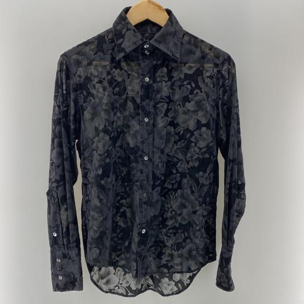 【中古】TORNADO MART 花柄 ベロア L/S シャツ ブラック サイズM トルネードマート[24]