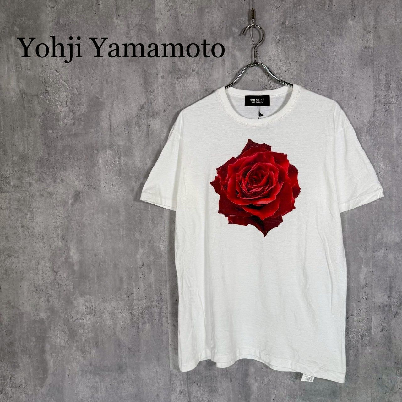 Yohji Yamamoto』 ヨウジヤマモト (3) レッドローズホワイトTシャツ 