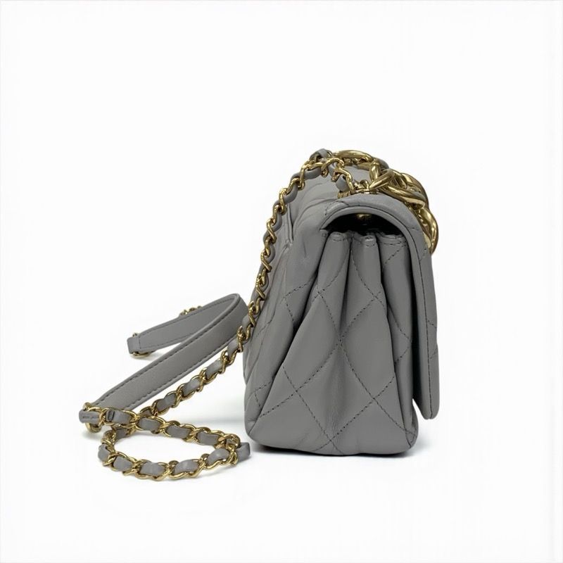 シャネル CHANEL バッグ ショルダーバッグ グレー ゴールド ミニ
