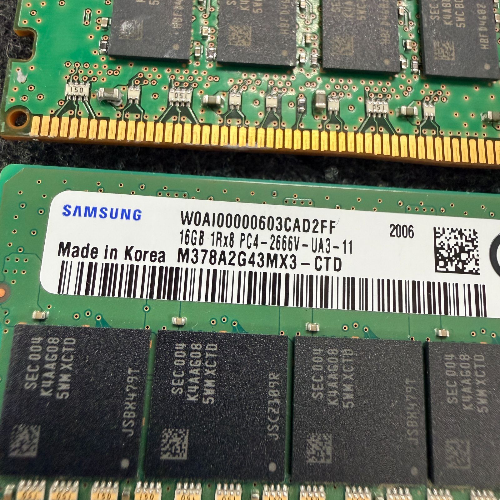 DR4-2666 (PC4-21300) DIMM 16GB*2枚 計32GB Samsung M378A2G43MX3 S162