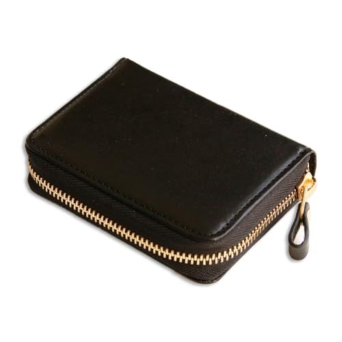 【新品】お札が折れない ミニ財布 栃木レザー 2つ折り財布 メンズ ブランド じゃばら ラウンドファスナー 大容量 本革 スキミング防止 BOX型小銭入れ bellvo (Black) 25245de5