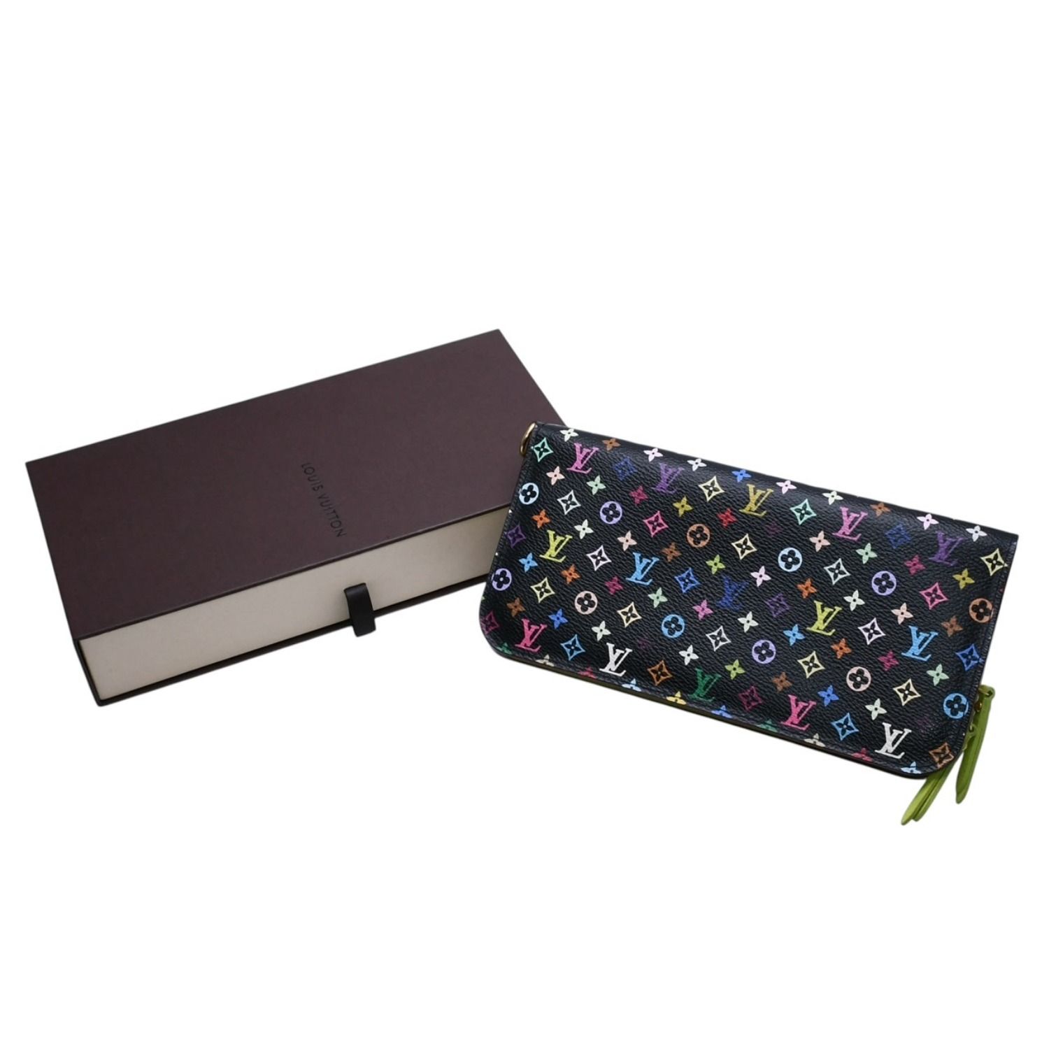 極美品 LOUIS VUITTON ルイヴィトン ポルトフォイユ アンソリット 長財布 M93755 モノグラム マルチカラー グリーン 村上隆 中古 67645