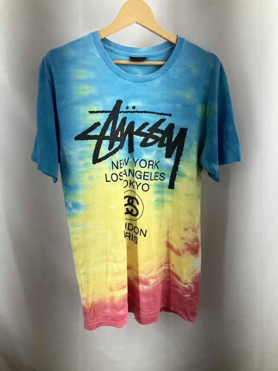 ★ STUSSY ステューシー 半袖Tシャツ ワールドツアー タイダイ柄 サイズM マルチカラー 夏