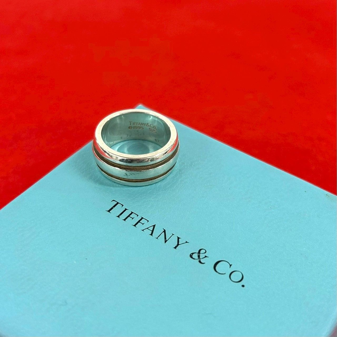 極 美品 TIFFANY&Co. ティファニー ヴィンテージ グルーヴド ダブルライン リング シルバー925 指輪 12号 アクセサリー ジュエリー b0529