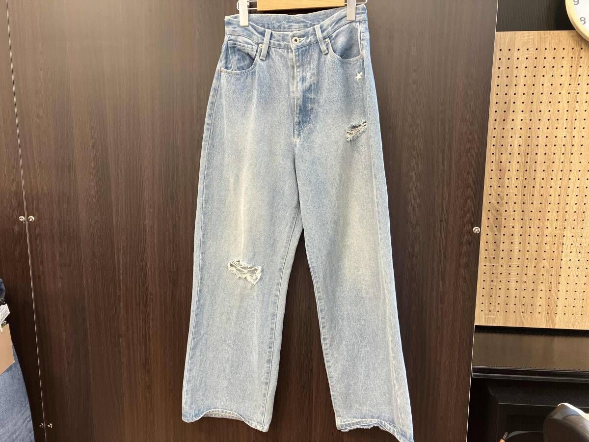 A BATHING APE パンツ ダメージ加工デニムパンツ ウエスト:約33.5cm 股上:約43.5cm 股下:約73cm すそ幅:約23cm Sサイズ