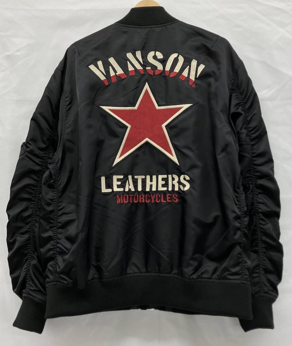 Vanson バンソン　MA1 フライトジャケット アウター　ワッペン　刺繍デザイン　ブラック サイズXXL