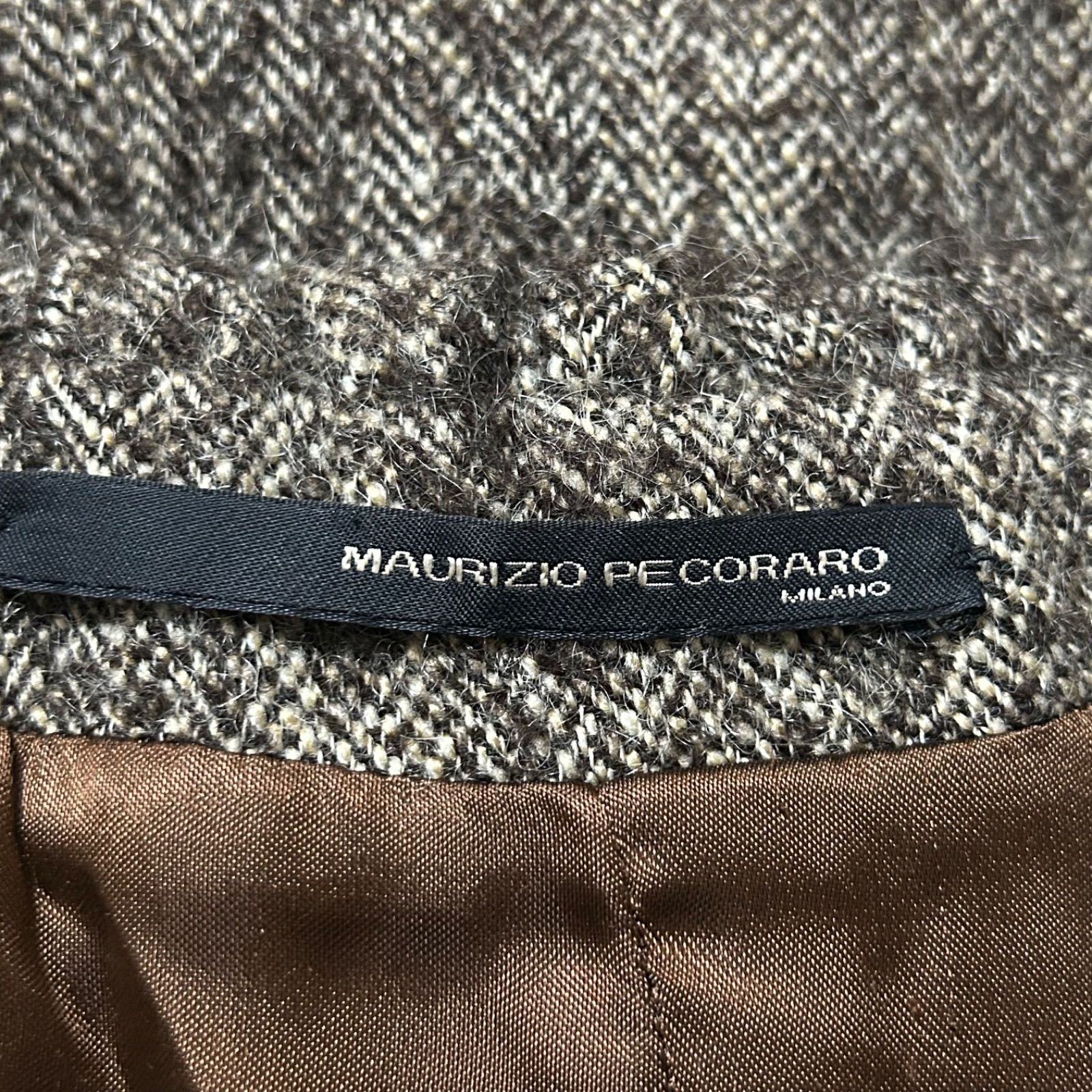 MAURIZIO PECORARO ジャケット ブラウン S フリル オフィス フォーマル 