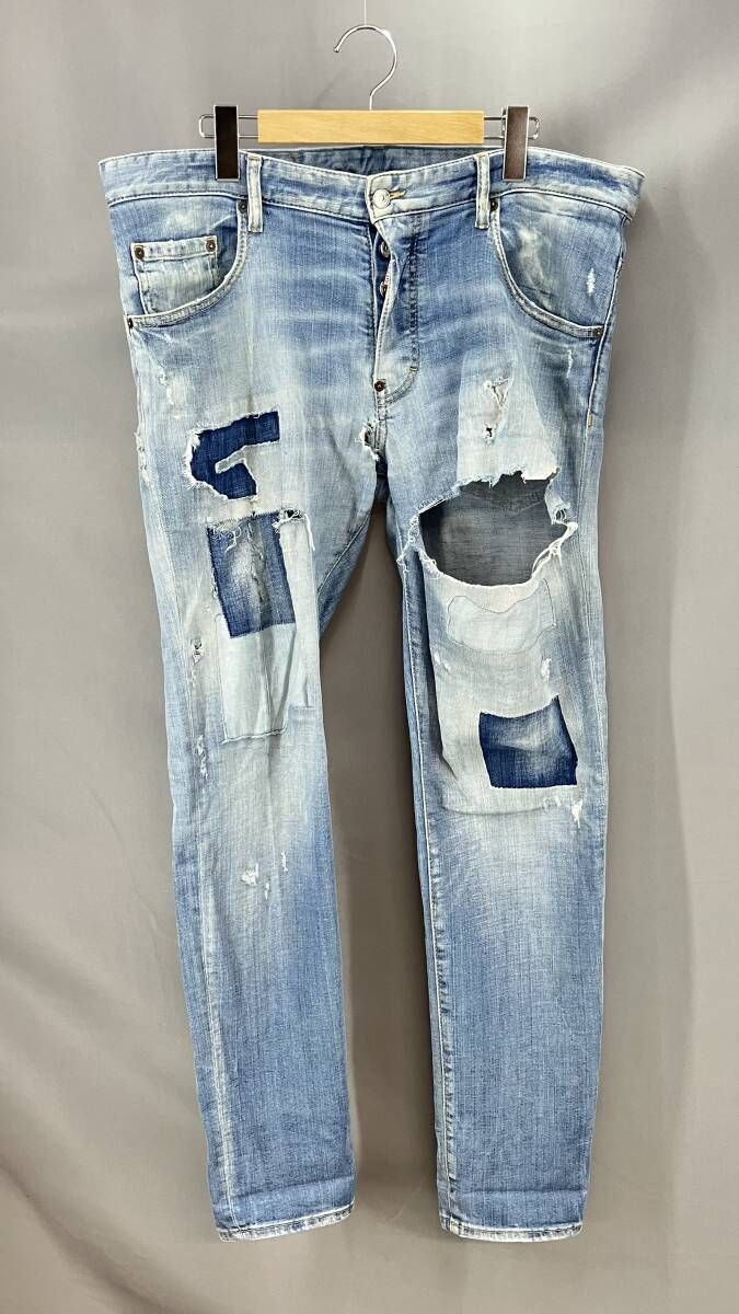★ DSQUARED2 ディースクエアード ジーンズ S74LB0975 SKATER JEAN メンズ サイズ50 ブルー 通年