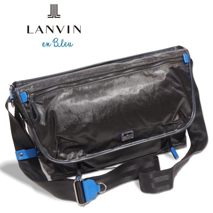 ランバンオンブルー メッセンジャーバッグ ショルダーバッグ ヘザン 503103 メンズ ブラック 黒 LANVIN en Bleu 軽量 撥水 A4 ノートPC収納可 新品 正規品 定価26,400円