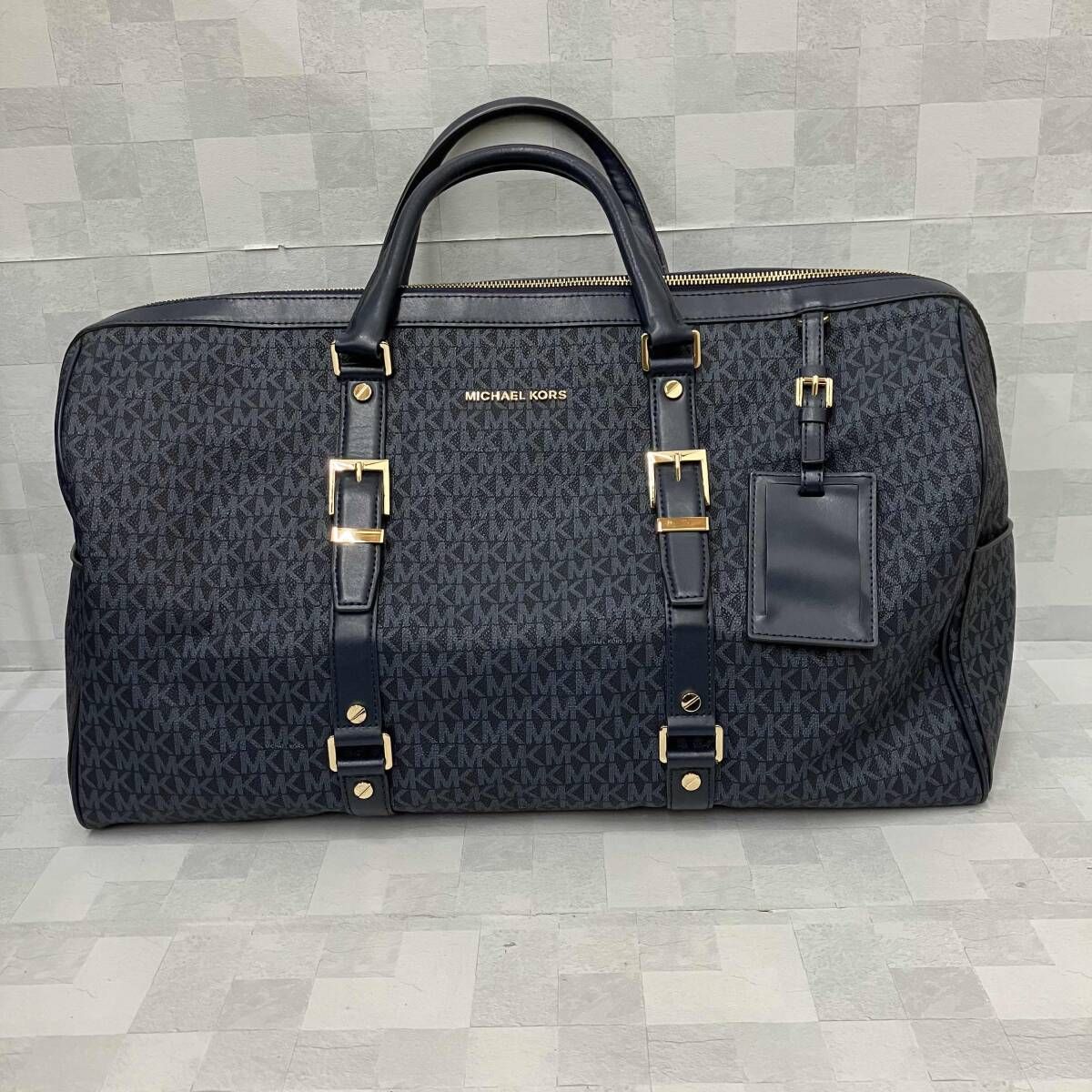 MICHAEL KORS マイケルコース ボストンバッグ Bedford Legacy XL ダッフル MKシグネチャー柄 2WAYショルダー ネイビー 収納袋あり
