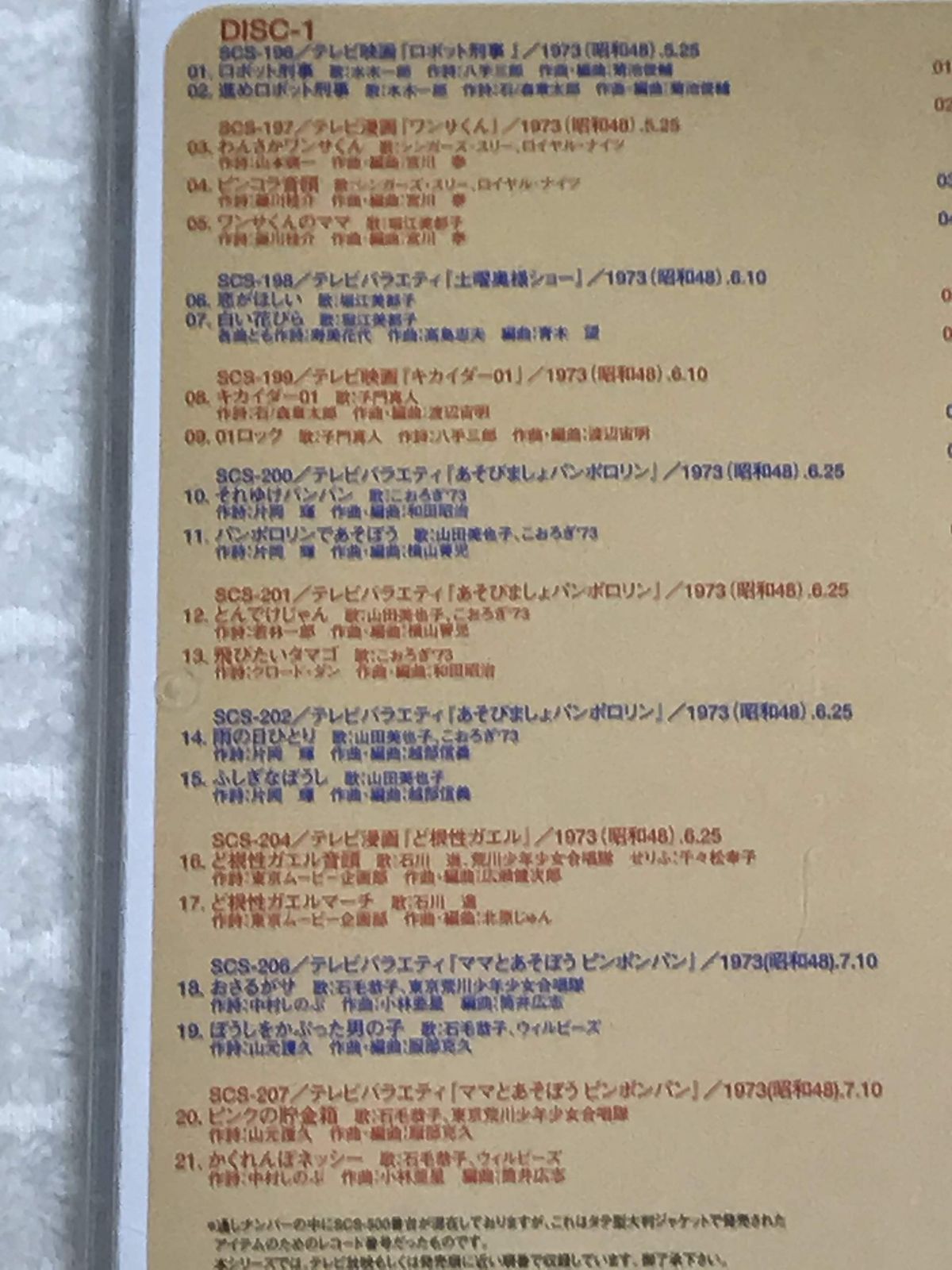 【CD】テレビ放送50周年テレビまんがレコードの殿堂=コロムビア・マスターによる 昭和キッズTVシングルス Vol.8(1973:新造人間キャシャーン/キューティーハニー)