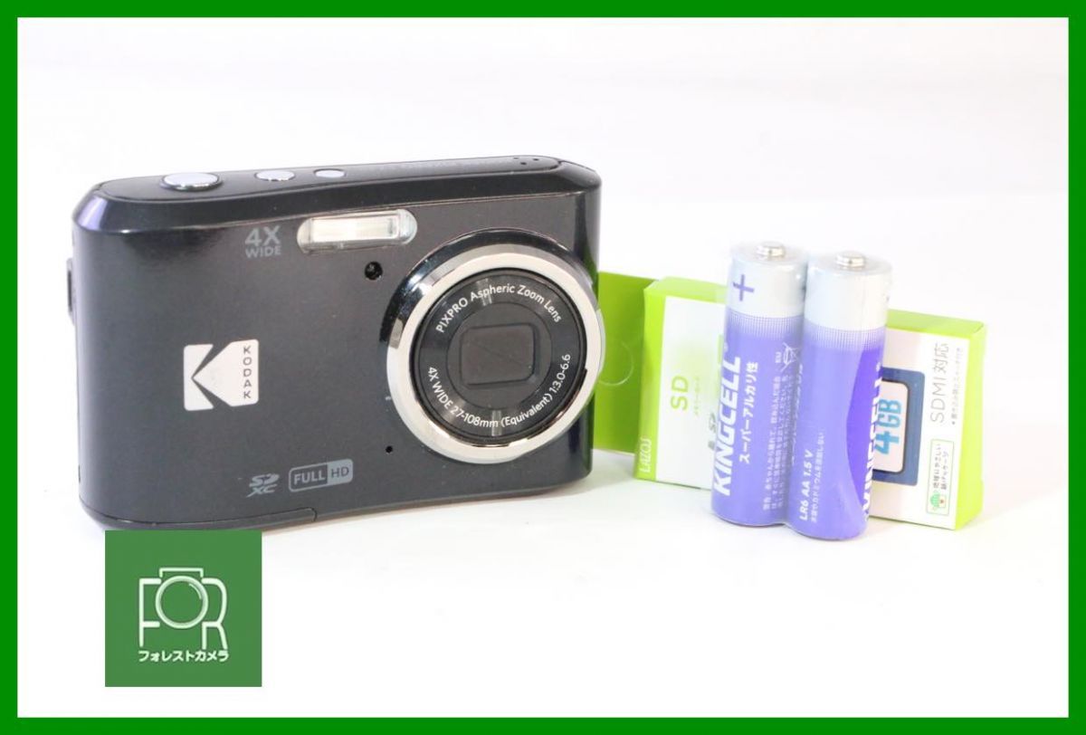 極上品■到着後即使える■KODAK PIXPRO FZ45 ﾌﾞﾗｯｸ■単三電池対応■バッテリー・チャージャー・4GB SDカード付■AH1084