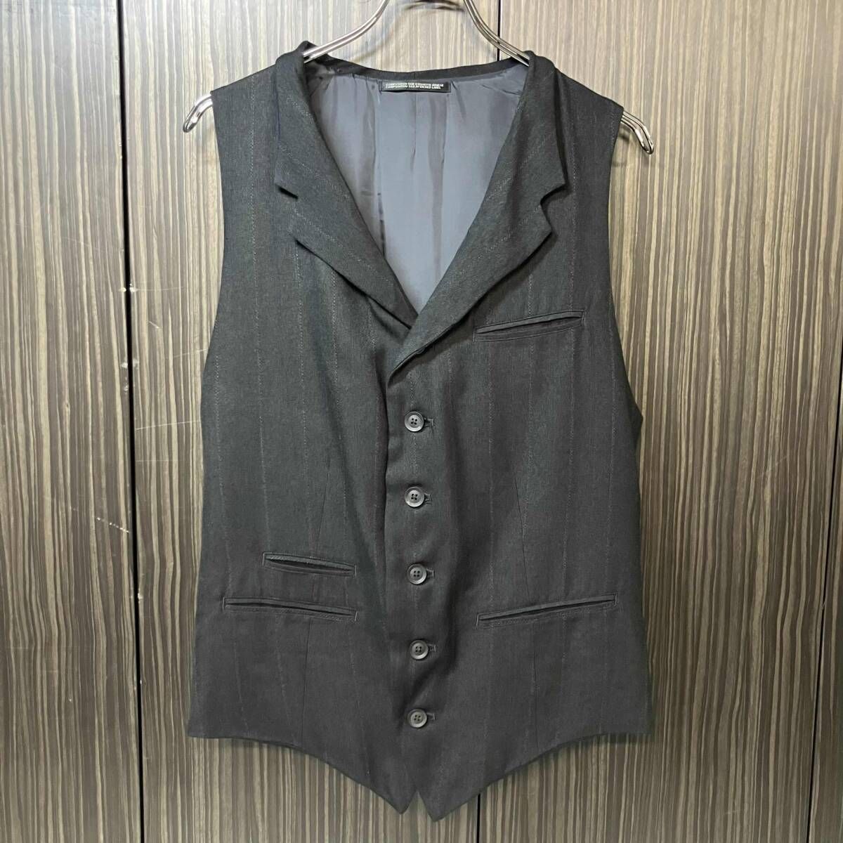 25AW YOUJI YAMAMOTO POUR HOMME ベスト RAYON ST BACKSIDE PADDED VEST サイズ2 ブラック HL-V05-205 ヨウジヤマモトプールオム