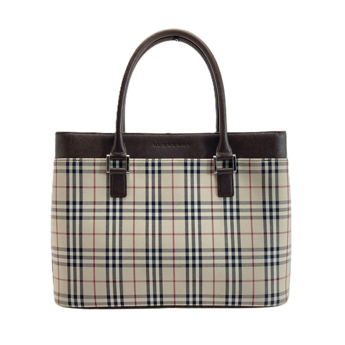 BURBERRY バーバリー ノバチェック トートバッグ ベージュ ハンドバッグ キャンバス×レザー