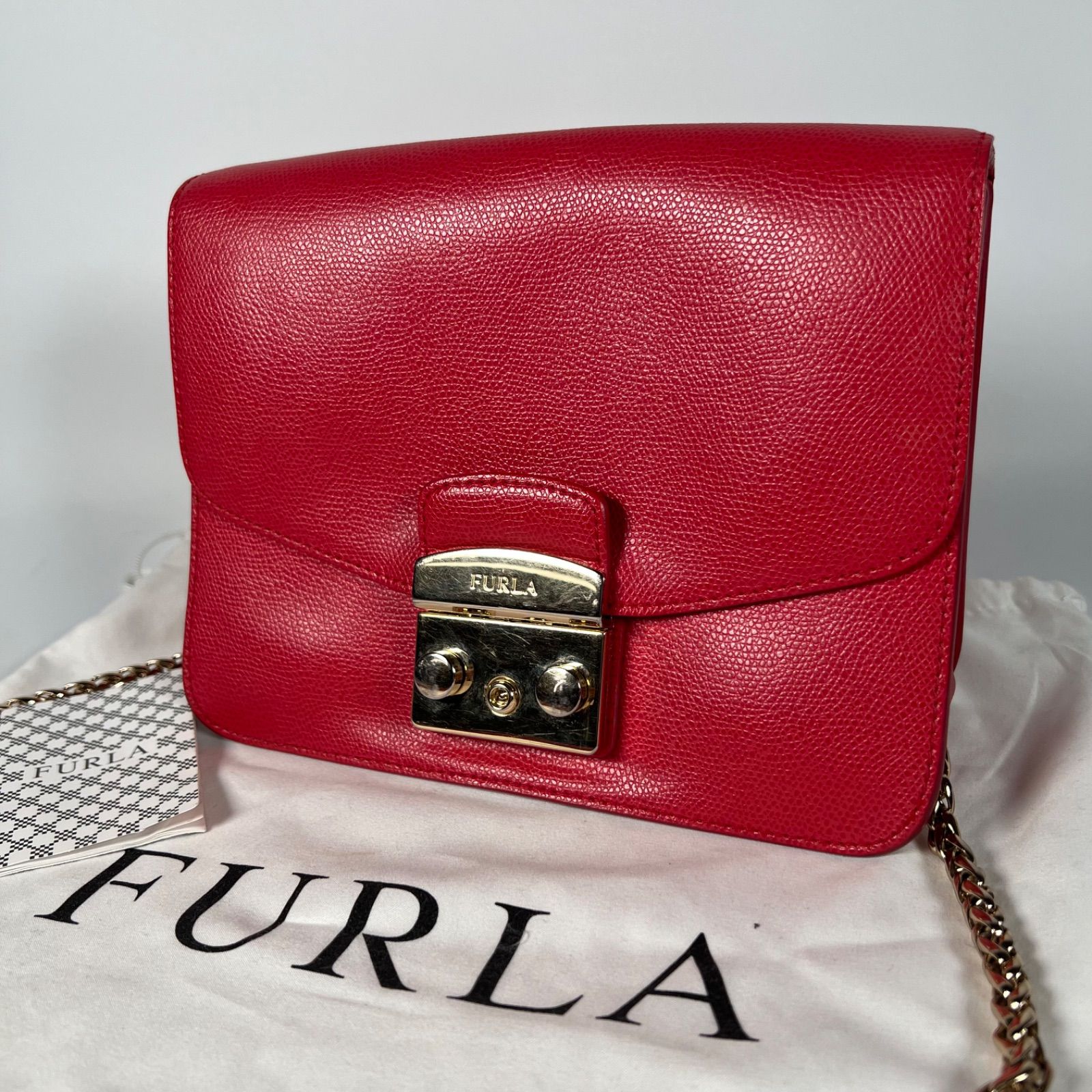B-129 FURLA フルラ メトロポリス ショルダーバッグ チェーン レザー 