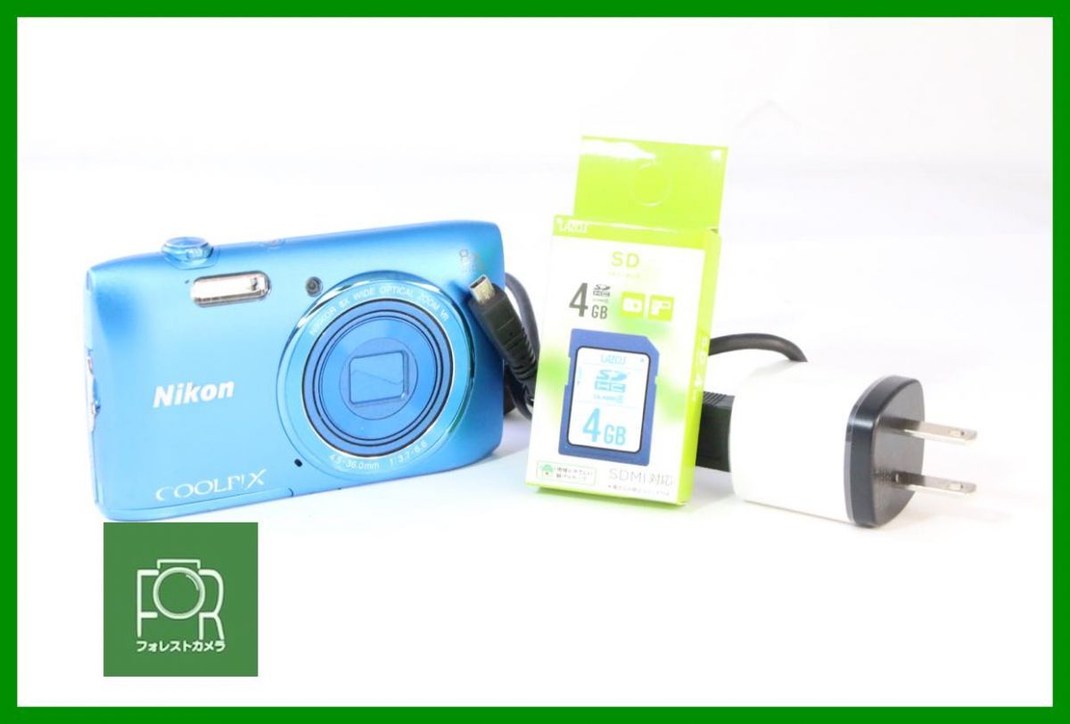 極上品■到着後即使える■Nikon COOLPIX S3600 blue 21011743■バッテリー付き・チャージャーなし・4GB SDカード付き■EE1074