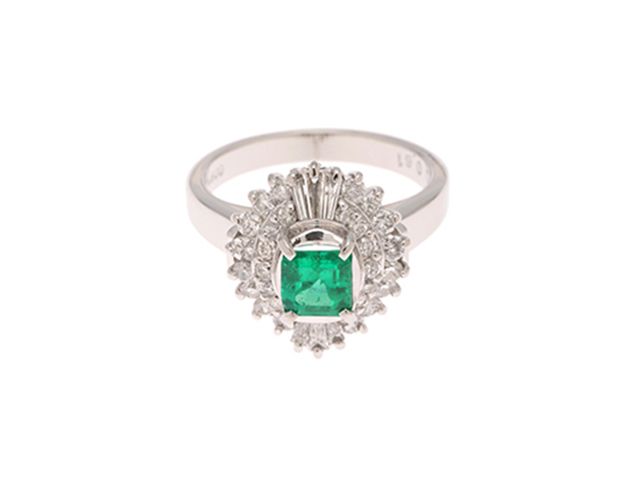 JEWELRY　貴金属・宝石　エメラルド　ダイヤモンド　リング　PT900　プラチナ　E0.52ct　D0.61ct　7.3g　9号　2120000365430　【200】