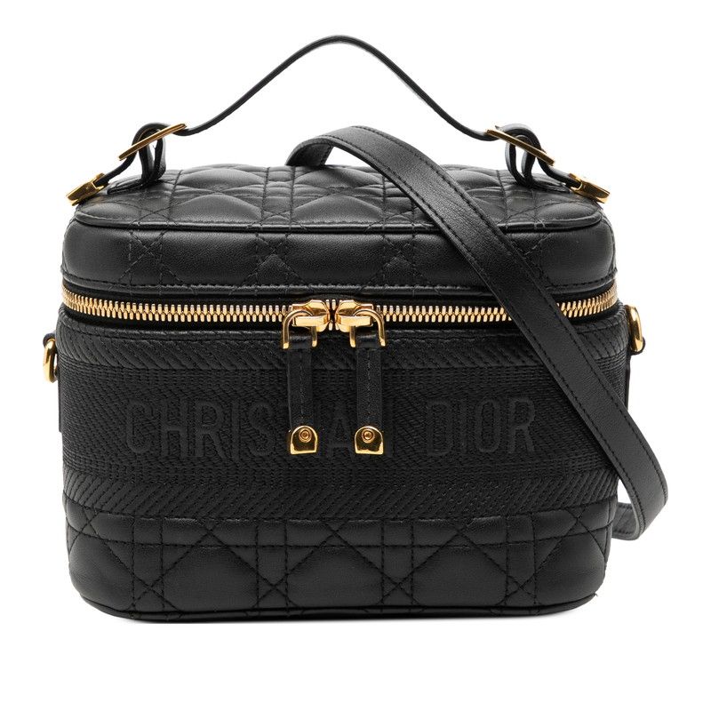 ディオール カナージュ スモール ヴァニティ バニティバッグ ショルダーバッグ 2WAY ブラック レザー レディース Dior【247-71654】