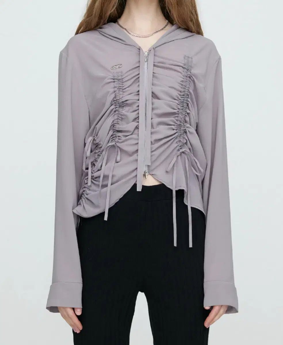 NACHE シフォン フードジップアップ グレー