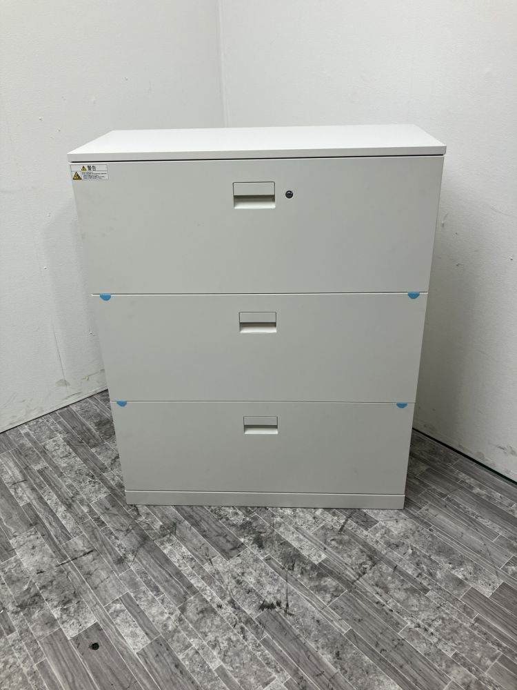 【アウトレット品】イトーキ エスキャビネットシリーズ 天板付3段ラテラル書庫 H1-S1090AAS ホワイト