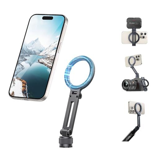Ulanzi Magsafe Smartphone Holder Cold Shoe Camera Mount Compatible with Mag Safe Ring Light Magnetic Magnetic Smartphone Tripod Holder 1/4 inch Screw Hole Tripod Adapter Angle Adjustable Foldable Aluminum for iPhone/and e391b202