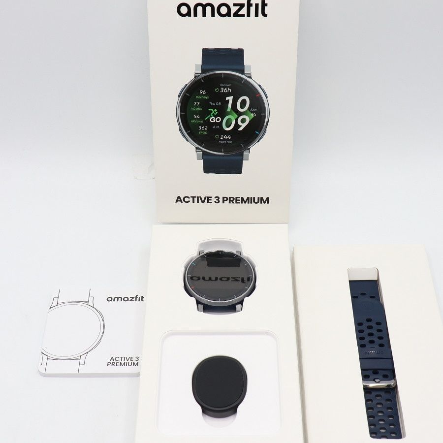 【美品】Amazfit Active 3 Premium sp170082-C116 アトラスブルー 45mm スマートウォッチ アマズフィット アクティブ3 プレミアム 本体