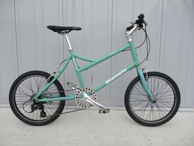 F97 ★整備済み★完成車発送★中古自転車 ミニベロ 【Bianchi Pisa チェレステ 20インチ アルミフレーム】