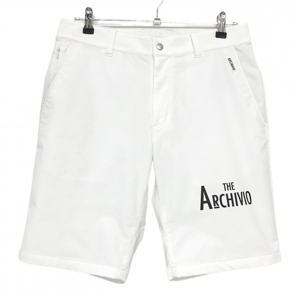 アルチビオ ハーフパンツ 白 裾ロゴプリント メンズ 48(L) ゴルフウェア 2024年モデル archivio