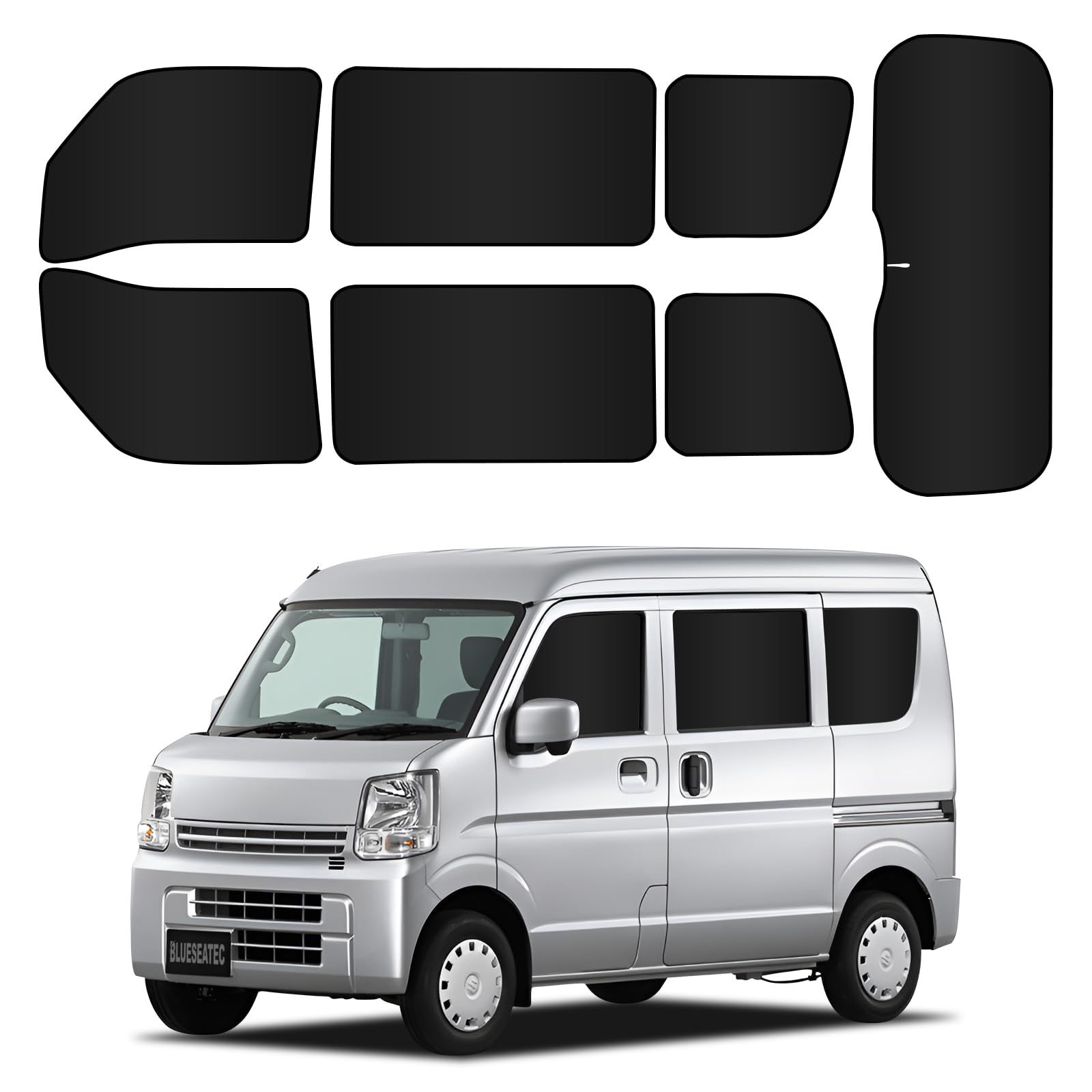 BLUESEATEC スズキ エブリイ DA17V系 遮光 カーテン マグネット H27.2-現行 着脱簡単 車種専用設計 車中泊 日除け 収納袋付き 7枚セットas e7842b2d