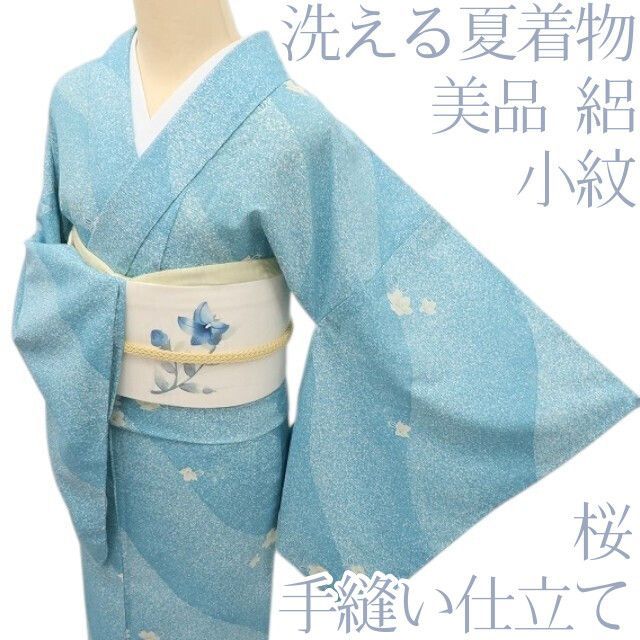 百華❀Y4986◇美品 洗える夏着物 絽 桜 手縫い仕立て 小紋 - メルカリ