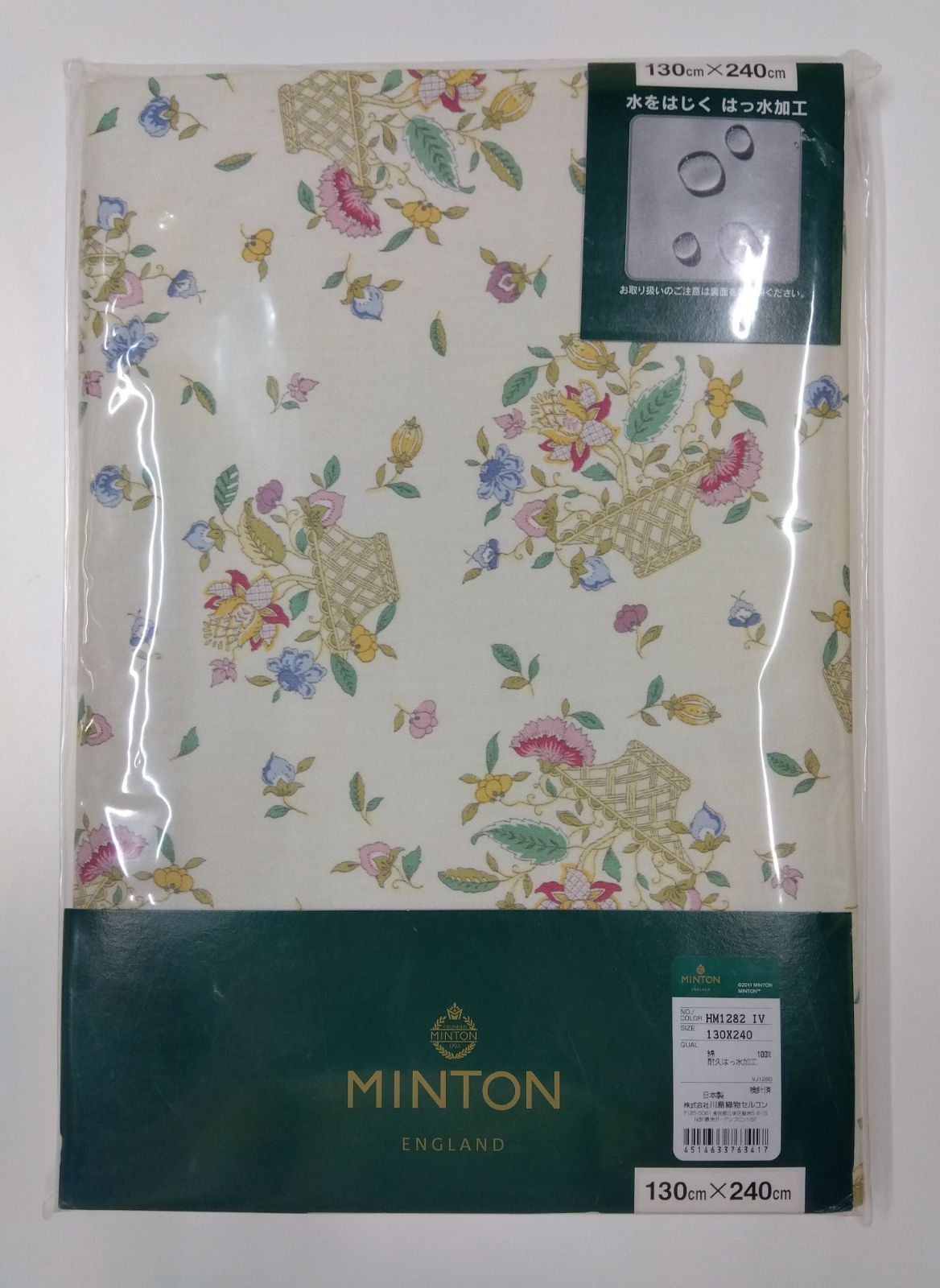 MINTON テーブルクロス　花柄　撥水加工　130㎝×240㎝