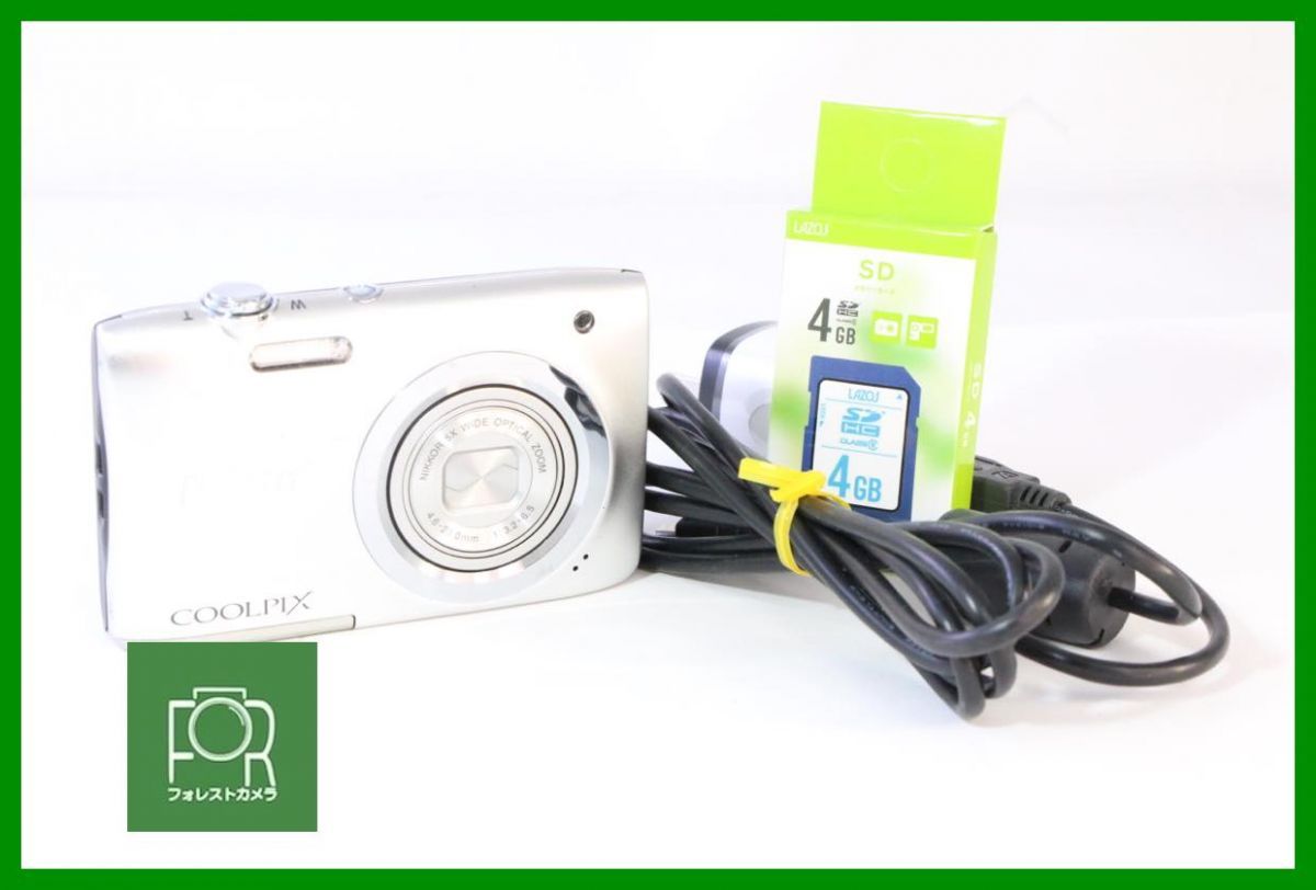 【動作保証・点検済】良品■到着後即使える■Nikon COOLPIX A100 ｼﾙﾊﾞｰ■バッテリー・チャージャー・4GB SDカード付き■AH1086