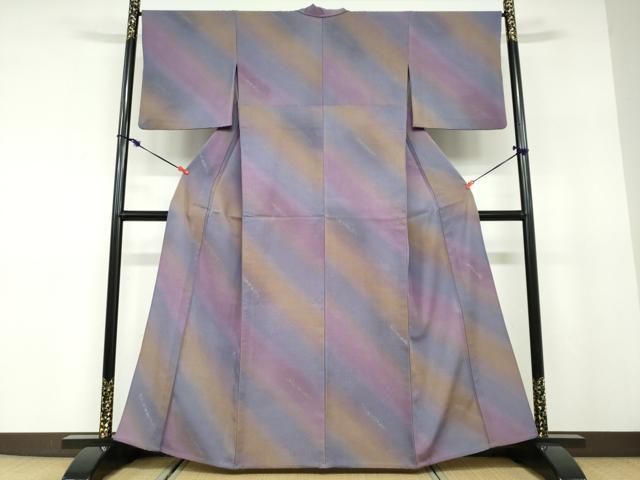 平和屋着物▽小紋　単衣　霞文　暈し染め　金彩　さんび謹製　洗える着物　DABD9617ud