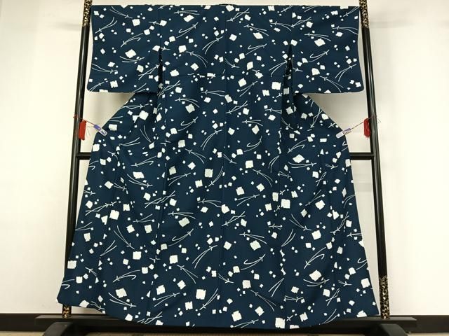 平和屋着物▽小紋　単衣　敷松葉文　洗える着物　AABH9862jh