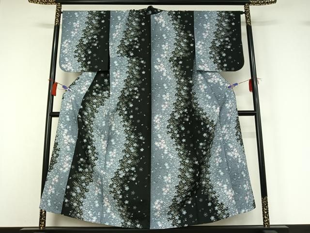 平和屋着物▽小紋　単衣　舞桜文　洗える着物　AABI2088jh