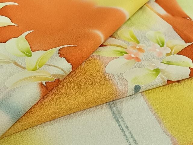 平和屋着物▽上質な小紋　単衣　草花文　暈し染め　正絹　逸品　AABI4602jh 25,844円