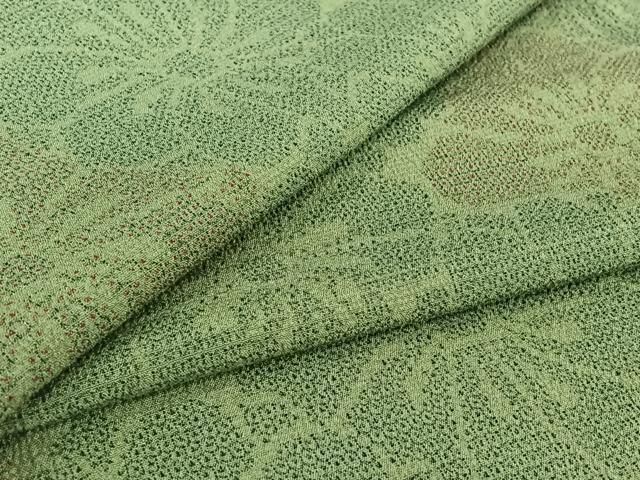平和屋着物▽本塩沢　単衣　110亀甲　花尽くし文　正絹　逸品　AABI4624jh