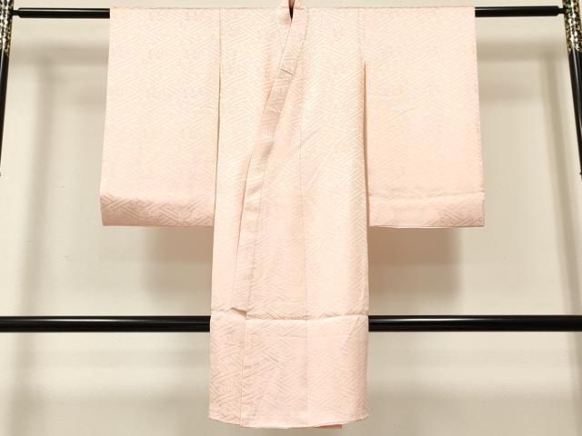 平和屋着物[]女の子　子供　長襦袢　袷　紗綾形花地紋　シェルピンク色　洗える着物　DABE7058ma