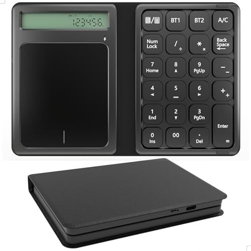 Ewin テンキー 電卓 タッチパッド 3in1 Bluetooth ワイヤレス 2台同時接続 Macテンキー パンタグラフ式 超薄 軽量 高耐久 ブルートゥース 無線 numlock連動 Type-C充電 Windows/iOS/Andro 363391fa