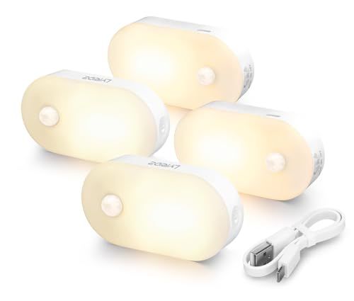 Lyridz LEDセンサーライト usb充電式 足元灯 人感センサー 足元ライト 常夜灯 無段階調光 3つのモード ナイトライト 電球色 省エネ 廊下 寝室 玄関 階段 【4個入り?日本語取説】t 54bedfa0