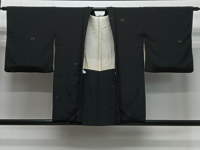 平和屋着物＃羽織　寿光織　花丸文　黒地　金糸　正絹　逸品　CABE5173ua