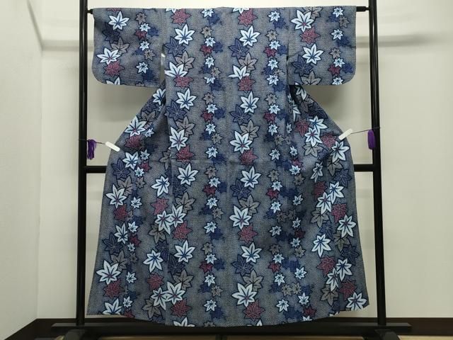 平和屋着物∴夏物　浴衣　楓文　綿　逸品　CABD9586gh