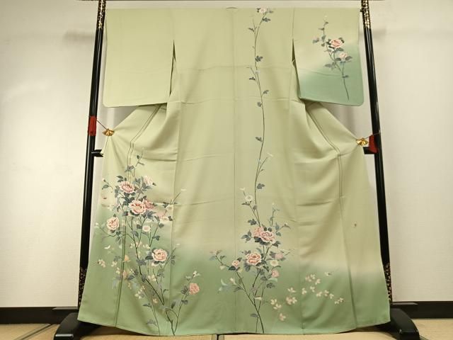 平和屋着物●訪問着　友禅　作家物　枝花文　暈し染め　正絹　逸品　AABI1514fy