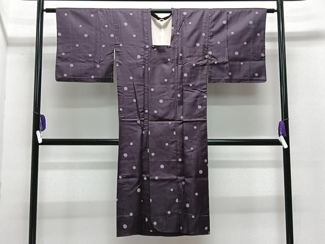 平和屋着物＃道行コート　雨コート　水玉文　ロング丈　正絹　逸品　CABE5195ua