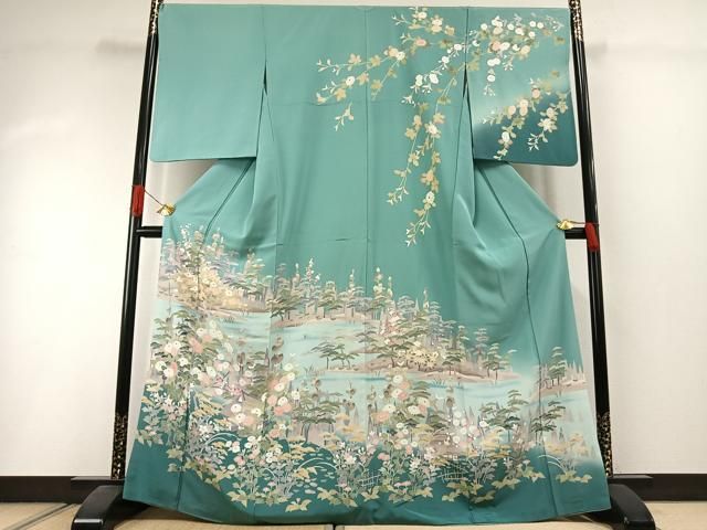 平和屋着物●訪問着　風景花文　暈し染め　正絹　逸品　AABI1524fy